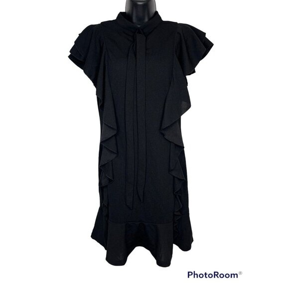 Floerns Women's Tie Neck Short Sleeve Ruffle Hem Cocktail Party Dress Size M - Picture 1 of 3